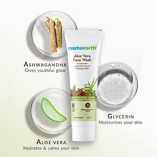 Mamaearth Aloe Vera Face Wash with Aloe Vera & Ashwagandha