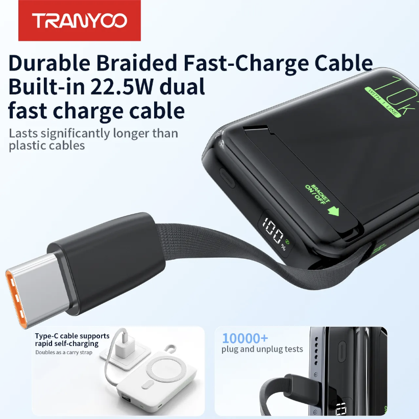 Magnetic Wirless PowerBank 10,000mAh (Tranyoo Original)
