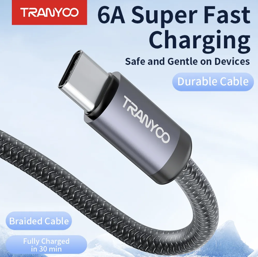 Tranyoo 6A Metal USB To Type C Cable